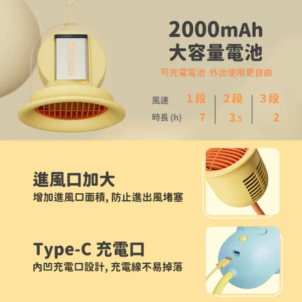 SOTHING 向物無線靜音夾子向陽花風扇｜藍／黃：圖片 5