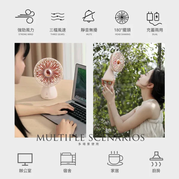 SOTHING 向物桌面風扇 -手捧花 靜音電風扇 自動擺頭 辦公室 質感禮物：圖片 8