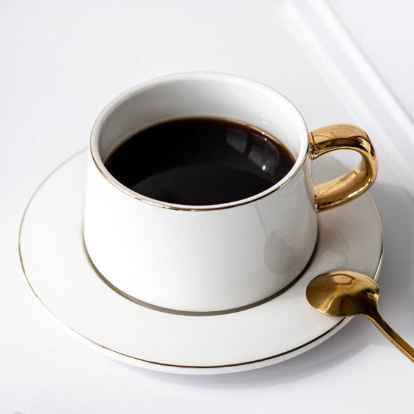 白灰色金邊咖啡杯碟(2入)：圖片 2